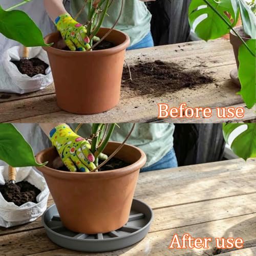 2Pcs 6 Inch Plant Saucer Drip Tray, Clear Plastic Flower Pot Saucers, Thicker Anti-Rot Root Water Catcher Tray for Indoor Outdoor Planters, Heavy Sturdy Pot Base Plate Grey - color: Gray