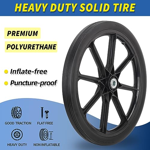 GICOOL 20'' Flat Free Wheels, for Rubbermaid Wheelbarrow Tires, 2 Pack - size: 20'' Flat Free(Straight Tread)