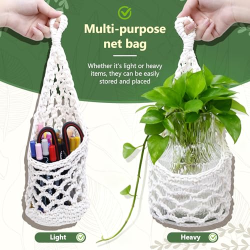 Macrame Wall Plant Hanger, Hanging Planter Basket Holder, Wall Planters for Indoor Plants, for Up to 6 Inch Pot (Ivory, 6-Inch) - color: Ivory, size: Large – Fits Pot Bottom ≤6"