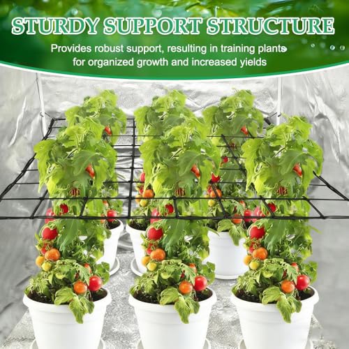 Trellis Netting, 4x4 Ft Plant Net with 4 Hooks Garden Trellis Netting Black Elastic Garden Netting Heavy-Duty Trellis Nets for Grow Tent Vegetables Fruits Flowers Plant Climbing Gardening
