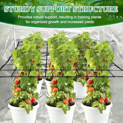 Trellis Netting, 4x4 Ft Plant Net with 4 Hooks Garden Trellis Netting Black Elastic Garden Netting Heavy-Duty Trellis Nets for Grow Tent Vegetables Fruits Flowers Plant Climbing Gardening