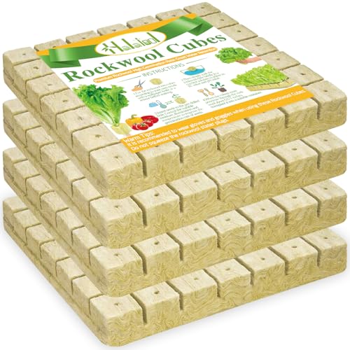 Halatool 1.5 in Rockwool Cubes for Hydroponics, 196 Plugs Seed Starter Cube - color: 4 Sheets, size: 1.5" Cubes