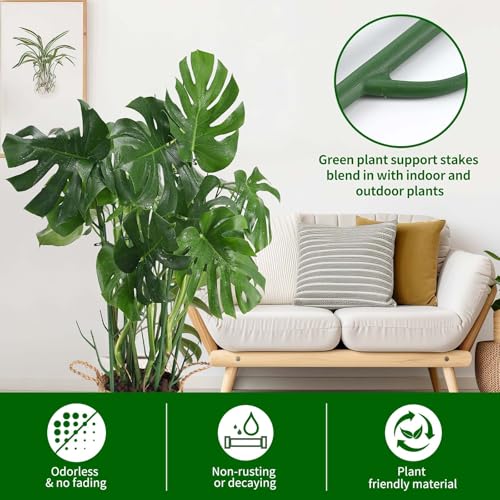 Yhtpouqe 9 Pack Green Plant Support Stakes Plant Stakes for Indoor and Outdoor Plants. 39.37inch Plant Sticks with Extension Poles, Plant Clips,Plant Ties for Potted Monstera Plants, Climbing Plants - size: 39.37"- 9 Pack