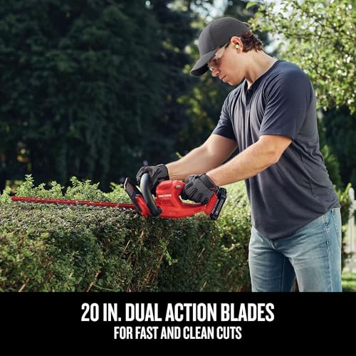 CRAFTSMAN V20 Cordless Hedge Trimmer with Battery and Charger Included, 20 in. Blade, Rechargeable Bush Trimmer Cordless, Lightweight (CMCHT810C1) - style: 20V Trimmer Kit
