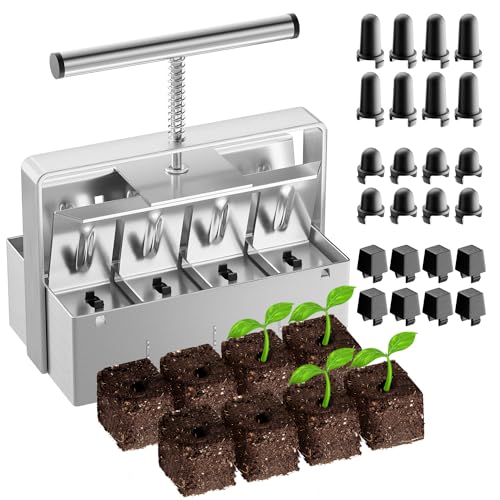 Soil Blocker, 2 Inch Soil Block Maker with 3 Sizes Seed Pins & Comfortable Handle 8 Cell Handlheld Soil Blocking Tool for Seed Starting, Grow Seedling, Outdoor Plants, Greenhouses, Garden - color: 8 Cell Soil Blocker