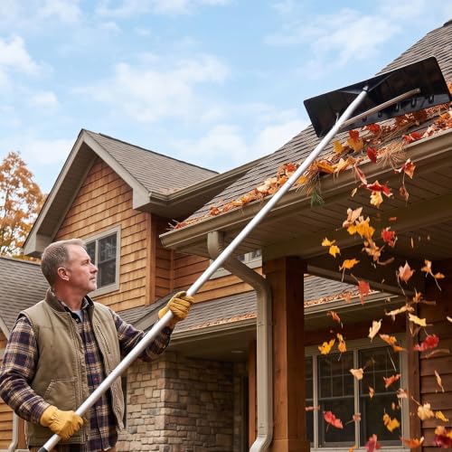 Outvita 20FT 25" Wide Extendable Aluminum Snow Roof Rake, PC Black - color: PC Black, size: 20FT