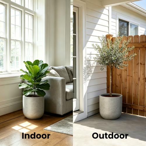 Kante Weathered Concrete Planter 11" Dia All-Weather Round Small Pot - color: Rustic Concrete, size: 11.0"Dia x 11.0"H