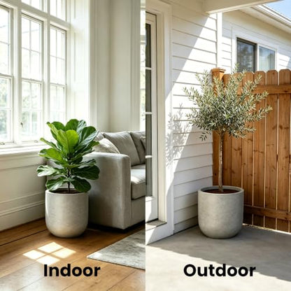 Kante Weathered Concrete Planter 11" Dia All-Weather Round Small Pot - color: Rustic Concrete, size: 11.0"Dia x 11.0"H