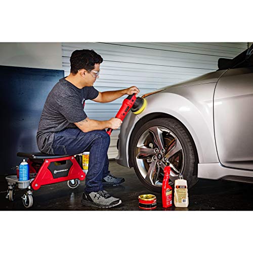 Powerbuilt Heavy Duty Roller Mechanics Seat and Brake Stool with 4-in. Rubber Swivel Casters Roll Over Anything, Big Seating Platform, Slide Out Tool Trays and Drawer 300 lb. Capacity – 240036 - size: 23.25" x 23.25" x 11.12" (Seat: 18" x 14")
