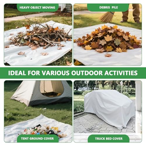 Plastic Poly Sheets - Multi Purpose Waterproof Outdoor Poly Tarp Cover for Leaf, Camping, Lawn Debris, Landscape Pruning, Yard Leaf Hauler