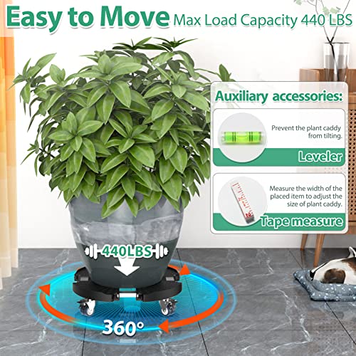 VANCASTLE Plant Caddy with Lockable Wheels 15-22'' Adjustable Plant Stand - color: Black, size: 1