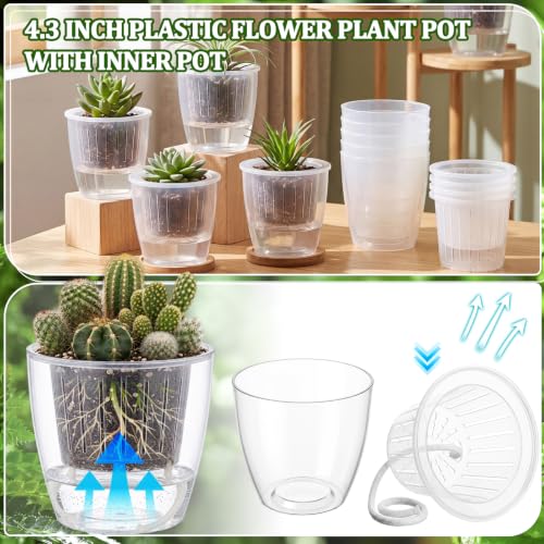 Self Watering Plant Pots, 3.5'', Transparent, 72 Pcs - color: Transparent, size: 3.5''