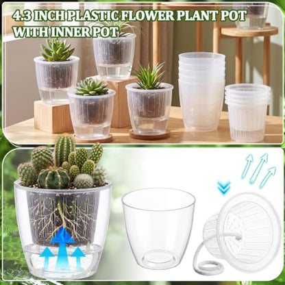 Self Watering Plant Pots, 3.5'', Transparent, 72 Pcs - color: Transparent, size: 3.5''