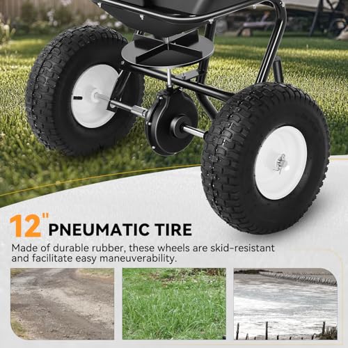 Auto Dynasty Walk-Behind Broadcast Spreader, 125LBS Capacity Fertilizer Spreader for Salt, Ice Melt, Grass Seed, Lawn and Garden Seeder, Black - color: Black (125LBS)