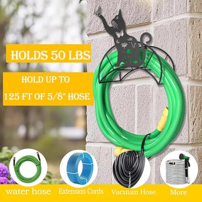 Cat Butterfly Garden Hose Holder Metal Wall Mount Heavy Duty Hanger125'5/8" - color: Funny Butterfly Cat