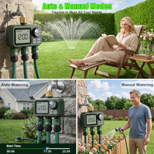 Water Timer for Outdoor Garden Hose, Sprinkler Timer for Garden - style: 3 Zones Brass Inlet