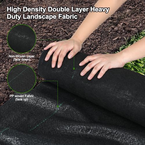 Jevrench 5 oz Heavy Duty Weed Barrier Landscape Fabric, 3 x 50 ft - size: 5oz - 3ft x 50ft