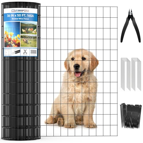 Black PVC Coated Welded Wire Fence 36 in x 50 Ft for Yard Plant Protection - size: 36in x 50ft
