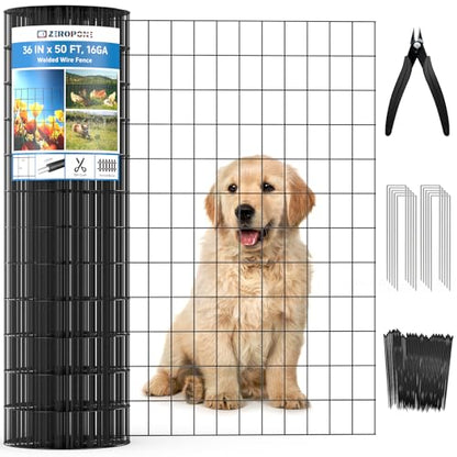 Black PVC Coated Welded Wire Fence 36 in x 50 Ft for Yard Plant Protection - size: 36in x 50ft