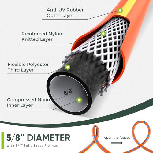 Garden Hose 25ft x 5/8",Short Garden Water Hose Heavy Duty - color: Orange, size: 25FT