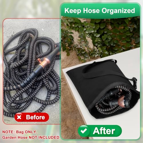 Cosmos Expandable Garden Hose Storage Bag Heavy Duty Water Hose Organizer Portable Extension Hose Holder Carrying Case with Drawstring Closure, Carry Bag Only (Hose Not Included)