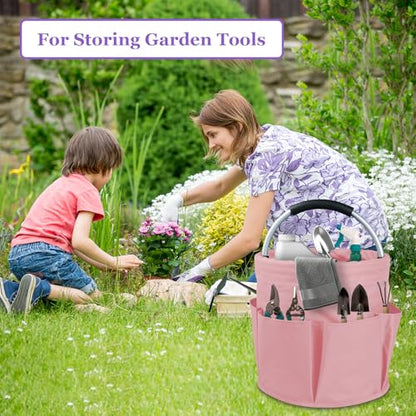2Pcs 17L Cleaning Caddy with Handle, 600D Oxford Garden Tool Bag,Black+Pink - color: Black + Pink, size: 2PCS
