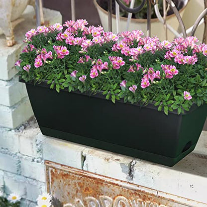 Window Box Planter,10Pack Plastic Vegetable Flower Planters Boxes - color: Black, size: 16.6 x 7 x 5.9 inches