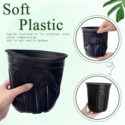 Qyyiguf 60 Pcs 1 Gallon Plant Nursery Pots,Plastic Pots with Drainage Holes,Garden Flower Container Seedling Pot with White Label for Planting,Cuttings,Transplanting,Home Garden(Black)