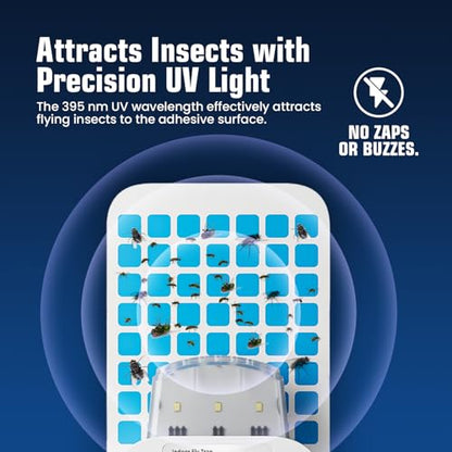 Glevro® 1 Fruit Fly Traps for Indoors & 5 Adhesive Cartridges - Plug in Fly Trap Indoors - Gnat Traps – Bug Light Trap Indoor – Flying Insect Traps Indoor - style: 1 Device & 5 Refill