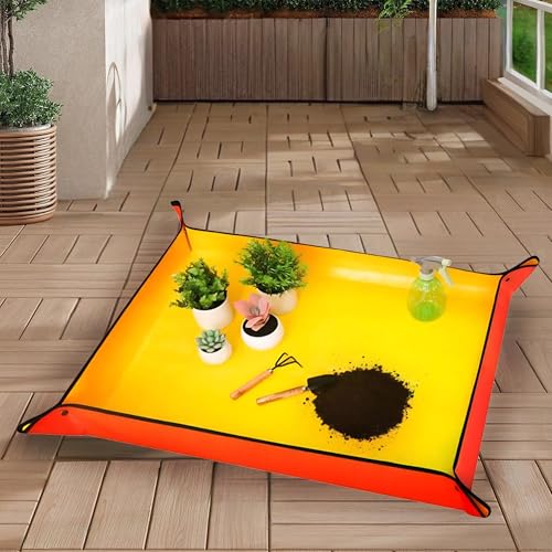 Gardening Repotting Mat for Plants - Waterproof Mat for Potting, Soil Change, Flower and Plant Care (50cm x 50cm, Yellow) - color: Yellow, size: Small