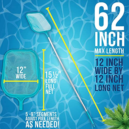 U.S. Pool Supply Swimming Pool 5 Foot Total Length Leaf Skimmer Net with - size: 5' Standard Frame