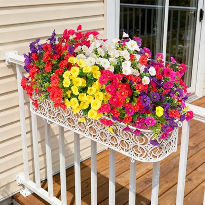 Hrobek Artificial Flowers for Outdoors Faux Petunias Plants UV Resistant - color: 6 Mixcolor