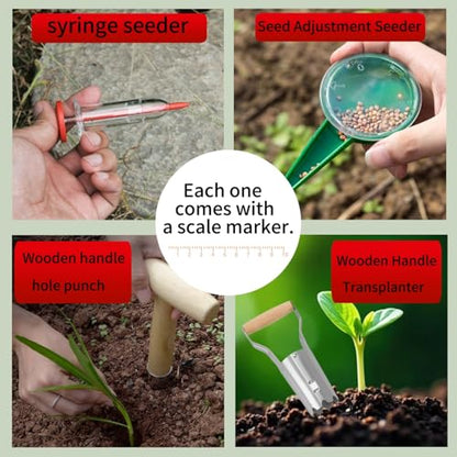 Bulb Planter & Garden Dibber - Heavy Duty Transplanter and Hole Punch Tool for Bulbs, Seeds, Seedlings | Ergonomic Handle with Depth Markers for Tulips, Daffodils, Dahlias
