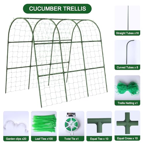 63"x47"x22" U-Shape Cucumber Trellis, Metal Plant Support with Net - size: 63"x47"x22"-1pcs