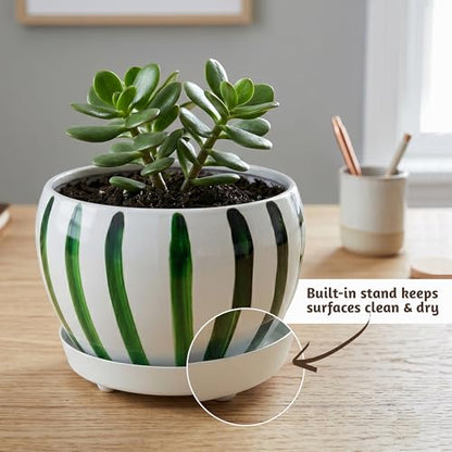 Folkulture Metal Planters for Indoor Plants with Drainage Hole & Saucer - color: Forest Green