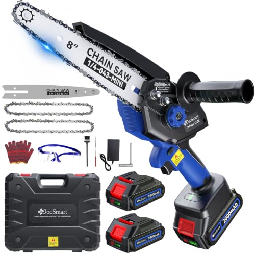 8 inch Mini Chainsaw with 1000W Brushless Motor - color: Navy Blue