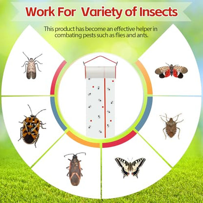 10 Rolls Sticky Fly Trap 30 ft Each, White - color: White