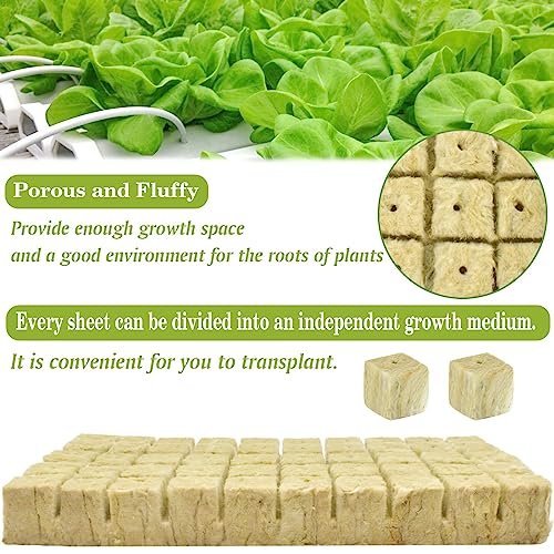 Halatool 1 Inch Rockwool Cubes for Hydroponics, 300 Plugs Seed Starter Cube - color: 6 Sheets, size: 1" Cubes