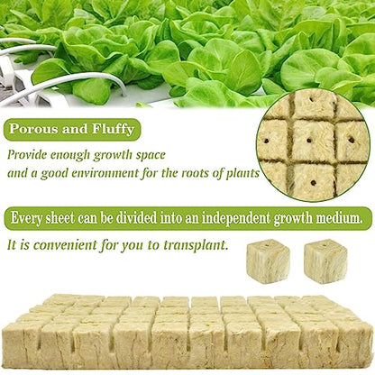 Halatool 1 Inch Rockwool Cubes for Hydroponics, 300 Plugs Seed Starter Cube - color: 6 Sheets, size: 1" Cubes