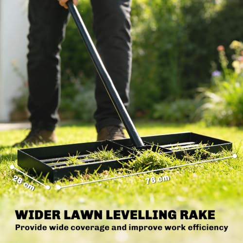 Outsunny Lawn Leveling Rake, 30" x 10" Heavy Duty with 66.5" Handle - size: 30" x 10"