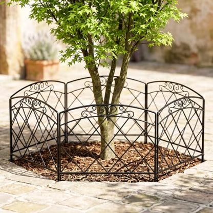 Thealyn 10ft x 24" Metal Decorative Garden Fence(5Pcs Set) - style: Stylish