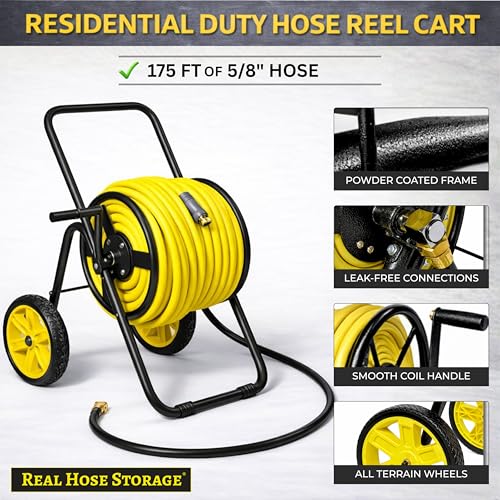 2-Wheel Garden Hose Reel Cart, Residential Duty Hose Reel,175ft Capacity - size: 175ft Residential Duty Hose Capacity