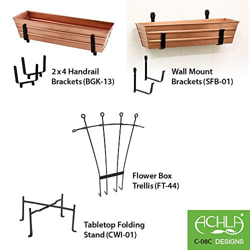 Achla Designs Copper PlatedWindow Flower Box Planter-Small (22" L x 6" W x 5" H) - color: Copper, size: Small