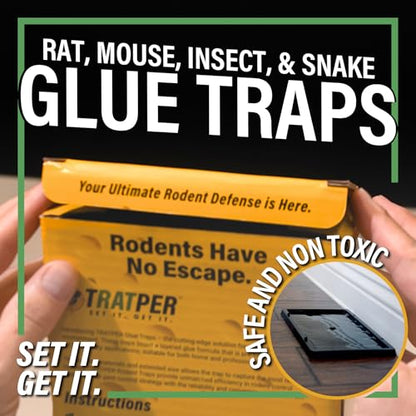 TRATPER Glue Traps for Mice,Rat,Mouse,Snake,Lizard,Insect. 10 Pack. Extra Strength,Pre-Baited Adhesive.Heavy Duty Plastic Tray.Non-Toxic,Chemical-Free Pest Control for Home. 10Pack - size: 10 Pack