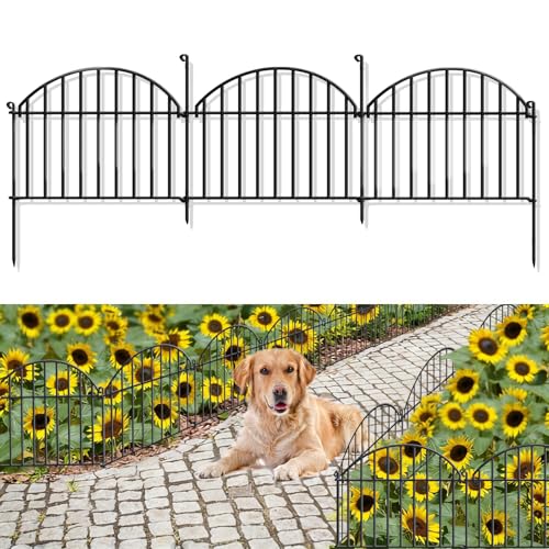 32 Panels Garden Fence, 45.33ft x 20in Animal Barrier Fences for Rabbits Dogs, Rustproof Metal Gardens Border Fencing, Arched Decorative Flower Bed Edging Barriers for Outdoor Yard Patio - size: 13in(H) x 45.33ft(L)