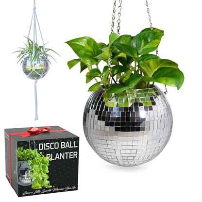 SCANDINORDICA Disco Ball Planter, Value Package, 8-inch Silver - size: 8" Silver