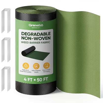 Grenebo 4FT x 50FT Non-Woven Weed Barrier Landscape Fabric - size: 4FT×50FT