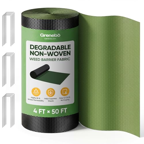 Grenebo 4FT x 50FT Non-Woven Weed Barrier Landscape Fabric - size: 4FT×50FT
