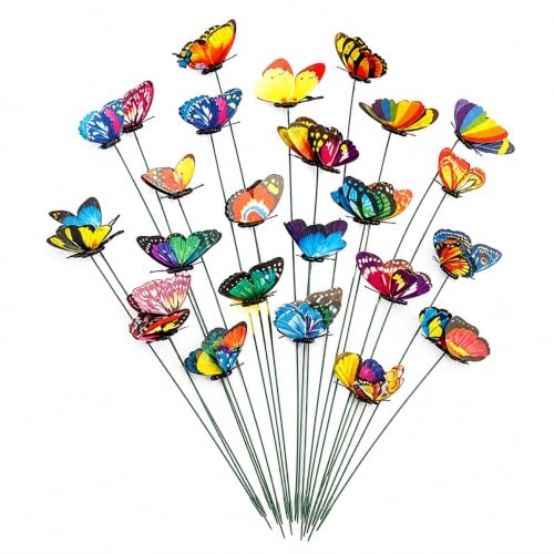20 PCS Colorful Double Layer Butterfly Garden Stakes