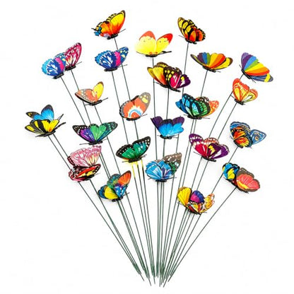 20 PCS Colorful Double Layer Butterfly Garden Stakes